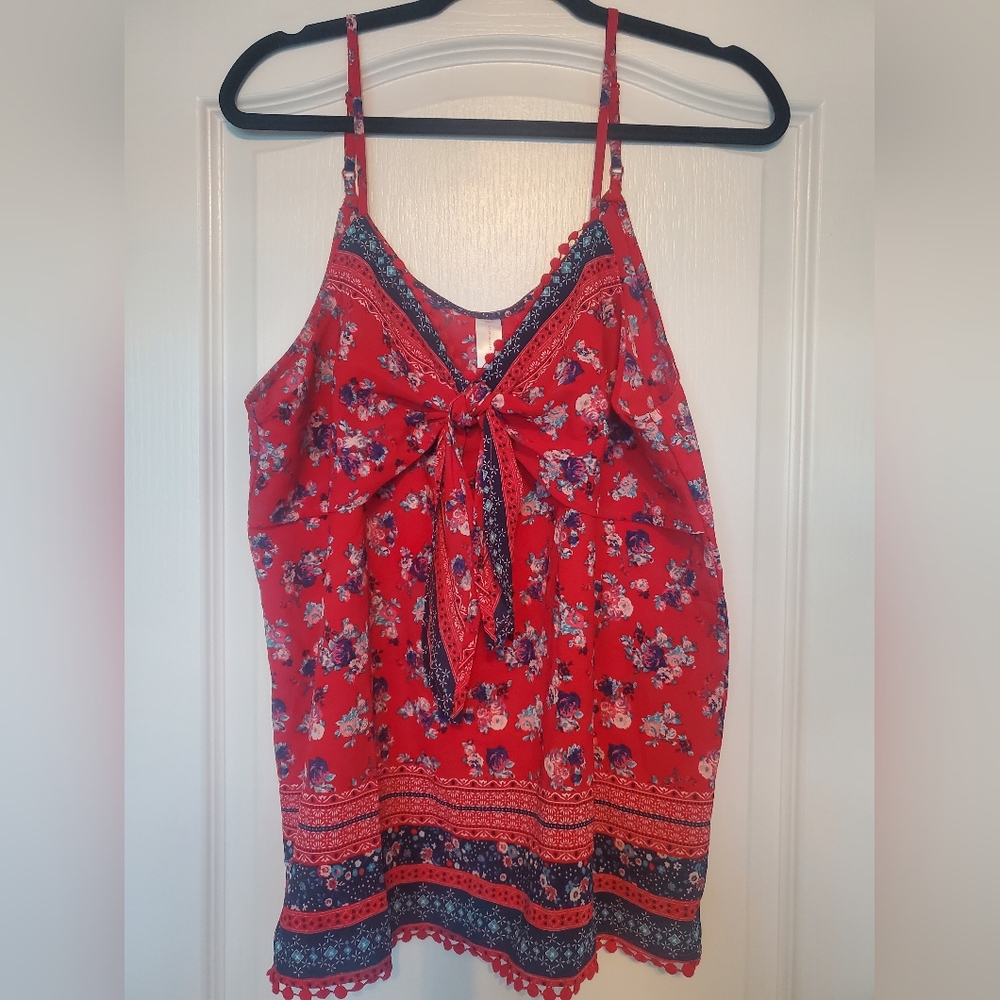 Floral Red & Blue Tank Top